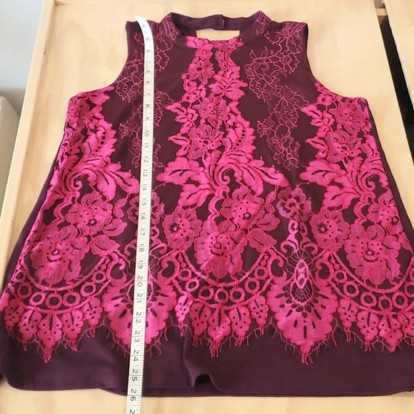 NWOT Maurices halter-neck sleeveless lace top, size L, reddish purple + pink - Picture 8 of 8